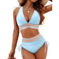 🔥Letzter Tag Spezial Preis €17.99!👙Hoch taillierte Bikini-Sets mit Bauchkontrolle und Farbblockdesign