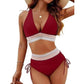 🔥Letzter Tag Spezial Preis €17.99!👙Hoch taillierte Bikini-Sets mit Bauchkontrolle und Farbblockdesign