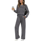 🔥 LETZTER TAG 60 % RABATT ✨ Damen-Set mit Rundhalsausschnitt und Bündchenhose mit Kordelzug