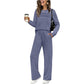 🔥 LETZTER TAG 60 % RABATT ✨ Damen-Set mit Rundhalsausschnitt und Bündchenhose mit Kordelzug