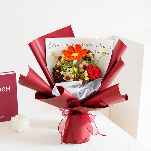 💐 Muttertags-Sonderangebot 50 % Rabatt!💕 Handgefertigter, zarter Blumenstrauß aus Häkelblumen